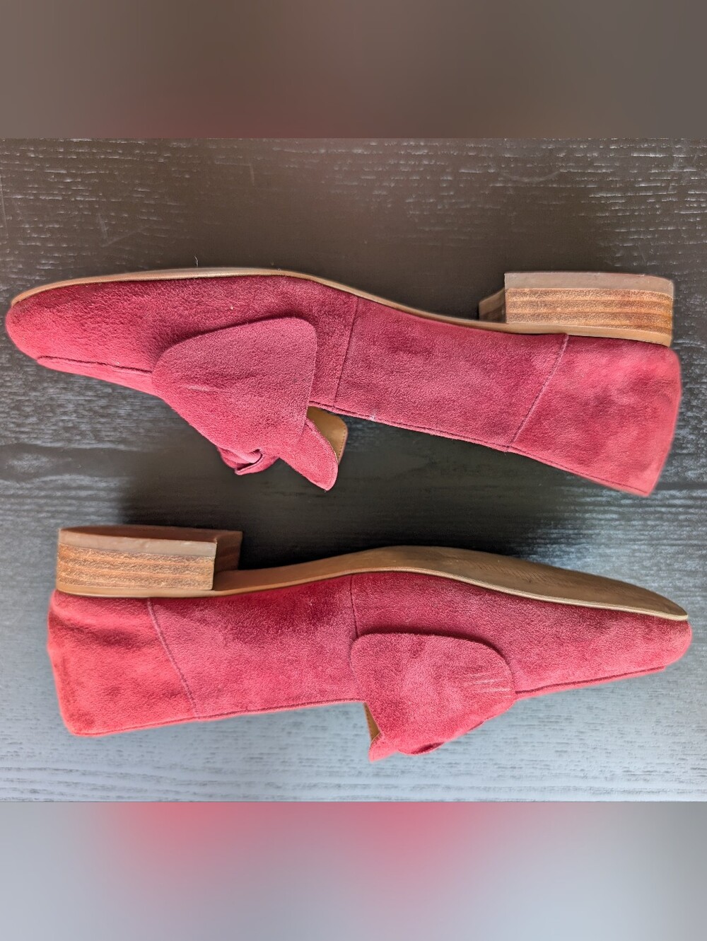 Franco Sarto Red Suede Abyss Shoes with Bow - Picture 3 of 7